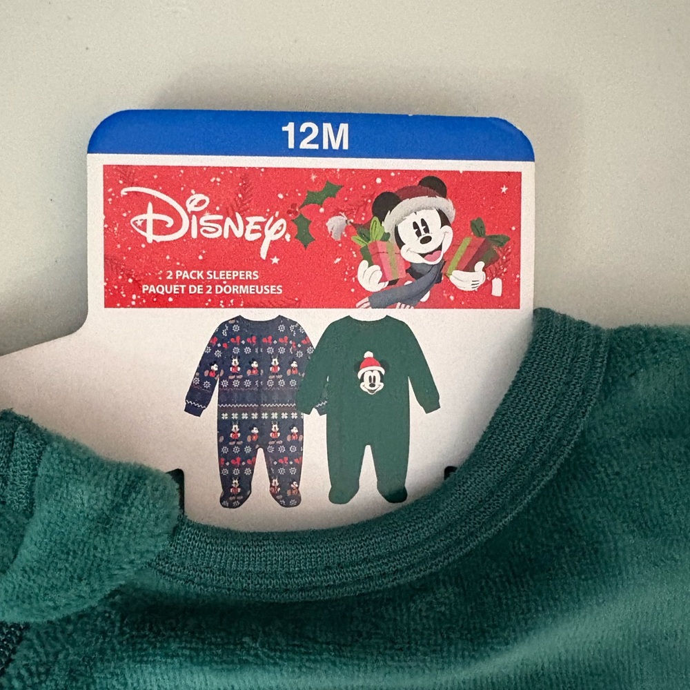 Disney Mickey Mouse Kids 2 Pack One Piece Sleepers - New with Tags